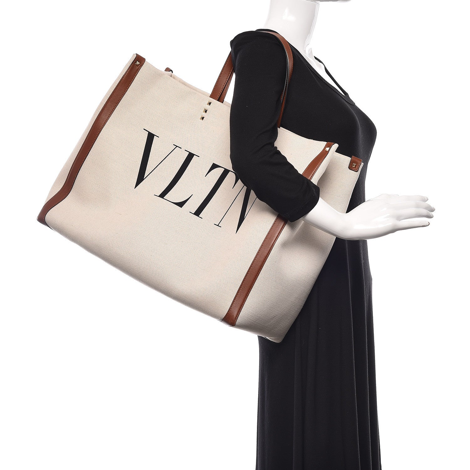 Valentino Garavani Canvas VLTN Print Large Tote Natural 2 of 9