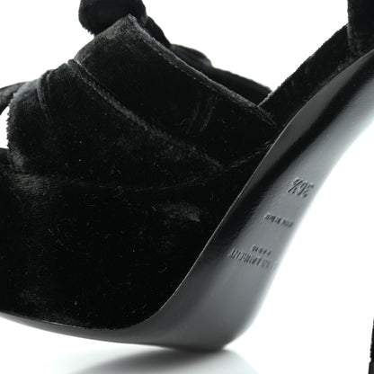 Saint Laurent Crushed Velvet Farrah Platform Sandals 36.5 Black 11 of 11