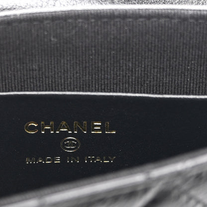 Chanel Shiny Aged Calfskin Quilted Mini Top Handle Clutch With Chain Black 6 of 10