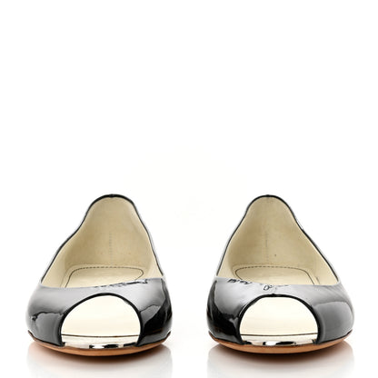 Chanel Patent Mirrored Peep Toe Flats 40 Black 2 of 8