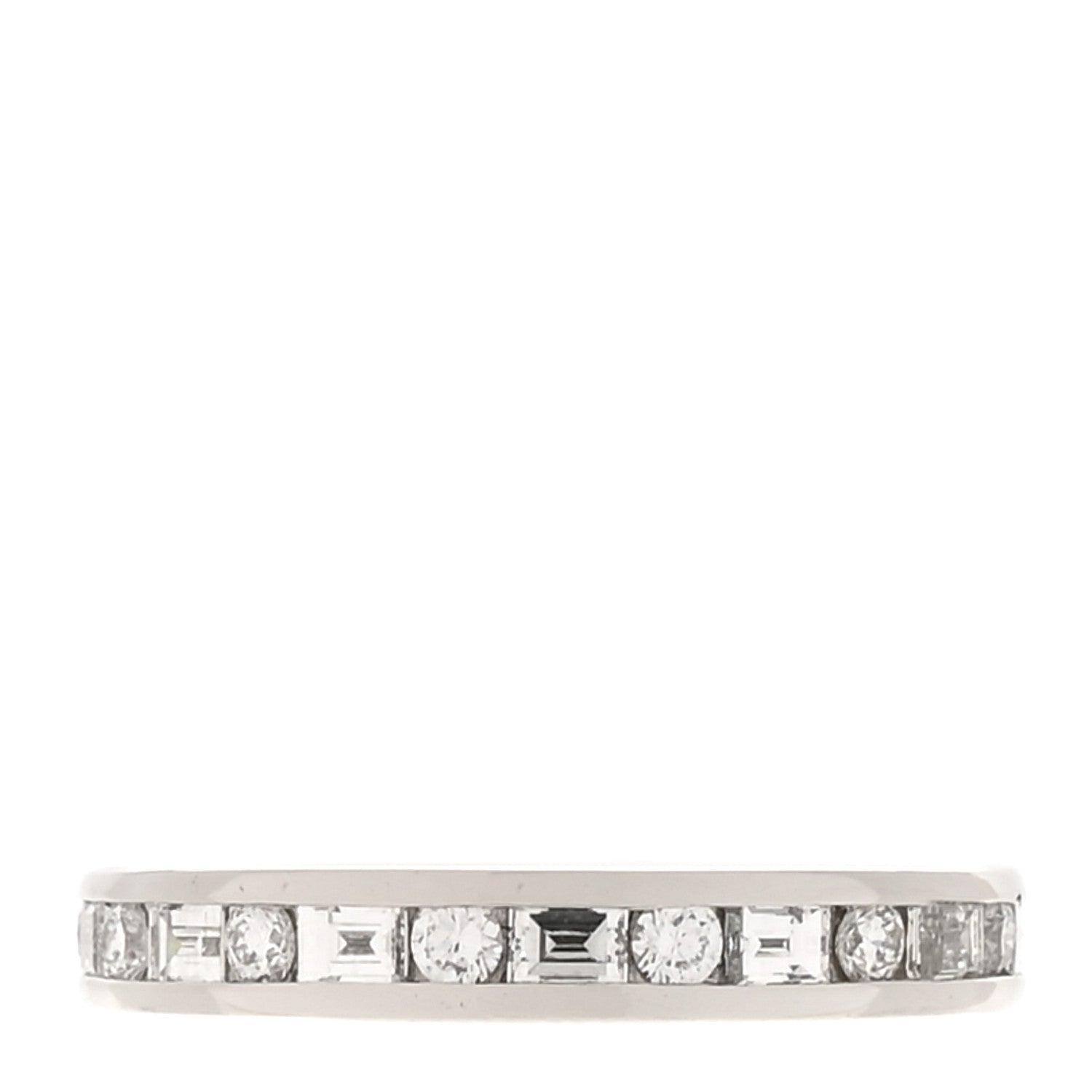 Tiffany Platinum Round Baguette Diamond 3mm Channel-Set Eternity Band Ring 53 6.5 3 of 5