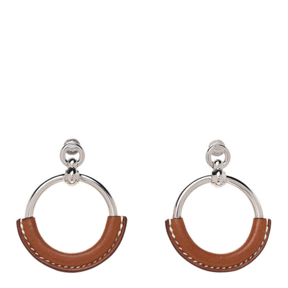 Hermes Barenia Loop Earrings Fauve 1 of 5