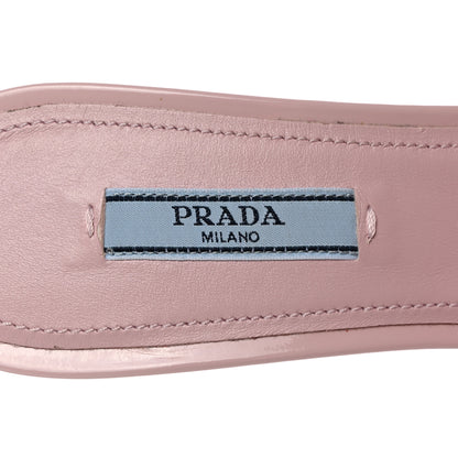 Prada Plexiglass Vernice Metal Triangle Logo 65mm Slide Sandals 37 Alabastro 7 of 12