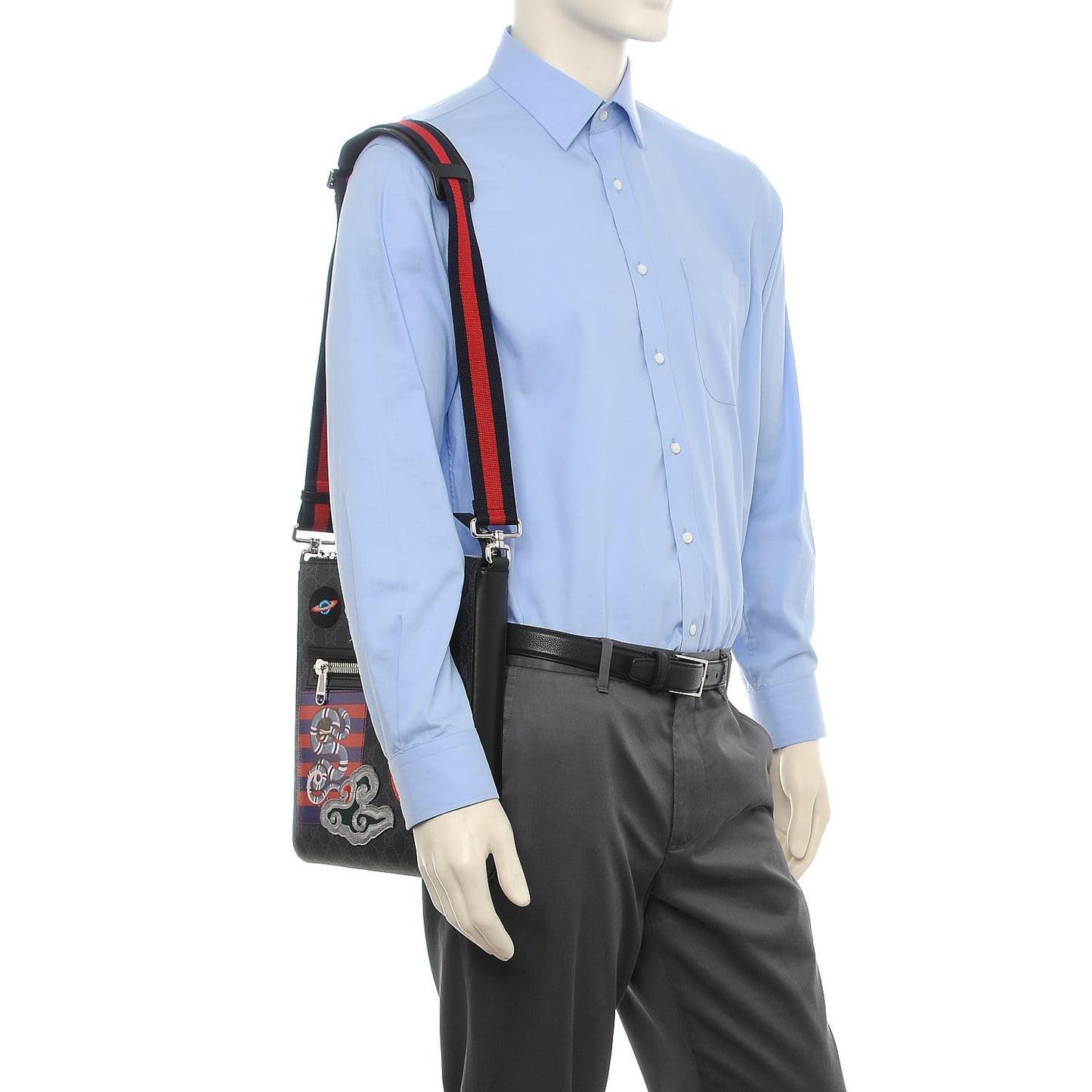 GG Supreme Monogram Night Courrier Flat Messenger Bag Black Multicolor