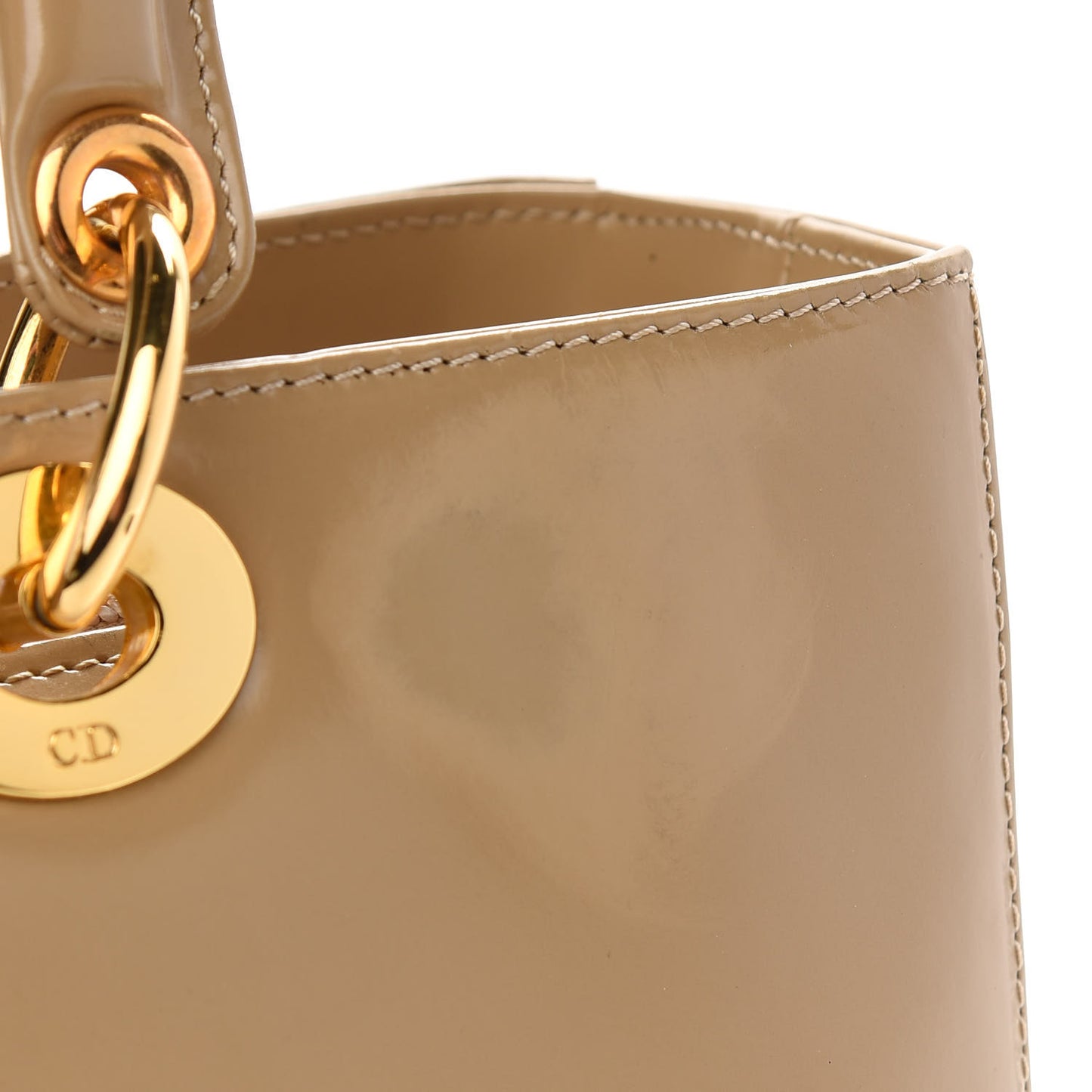 Patent Large Lady Dior Beige