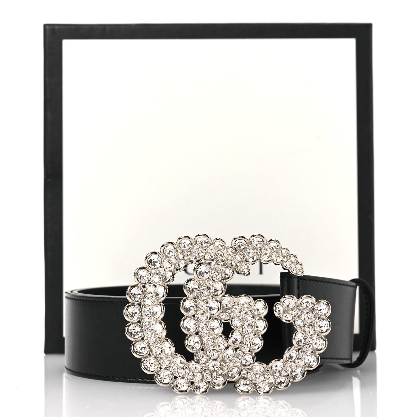 Calfskin Crystal Double G 40mm Belt 90 36 Black