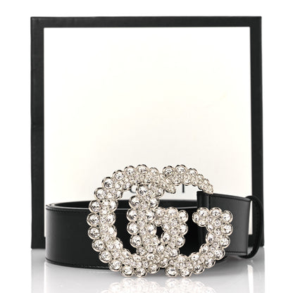 Gucci Calfskin Crystal Double G 40mm Belt 90 36 Black 9 of 9