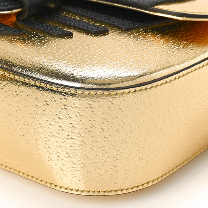 Gucci X ADIDAS Textured Dollar Calfskin Web Trefoil Horsebit 1955 Shoulder Bag King Gold Black 9 of 9