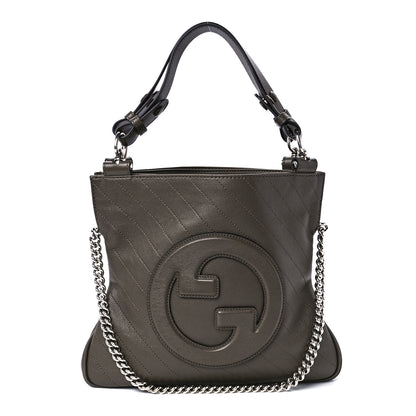 Gucci Sakai Be Green Calfskin Diagonal Stitched Small Blondie Tote Craclet Brown 1 of 14
