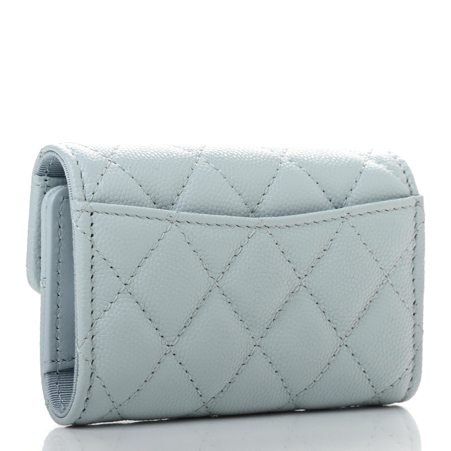 Chanel Caviar Quilted Classic 4 Key Holder Wallet Light Blue 3 of 8