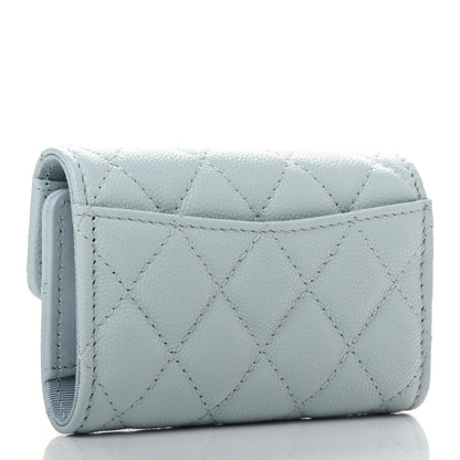 Chanel Caviar Quilted Classic 4 Key Holder Wallet Light Blue 3 of 8