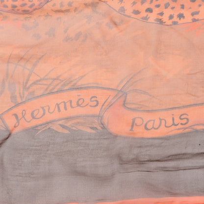Hermes Mousseline Silk Guepards Shawl 140 5 of 5