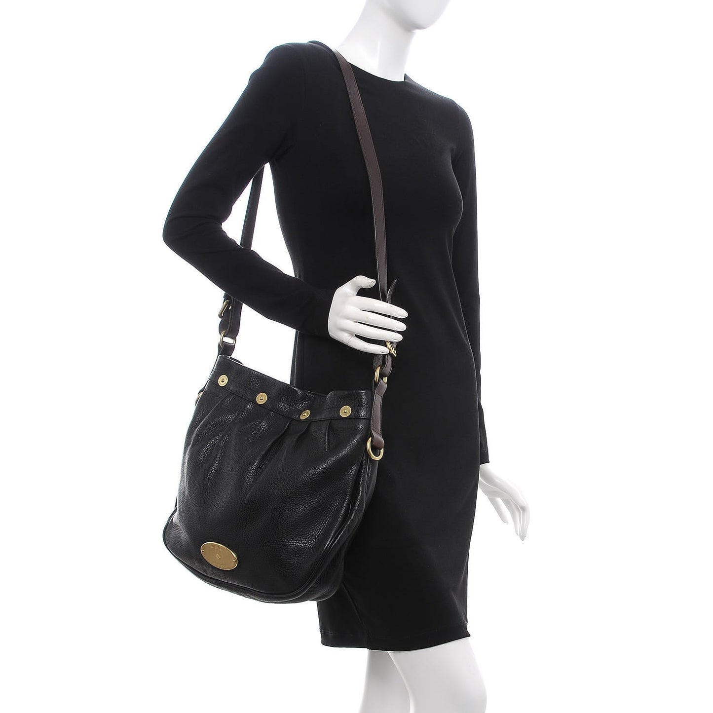 Pebbled Calfskin Medium Mitzy Messenger Black