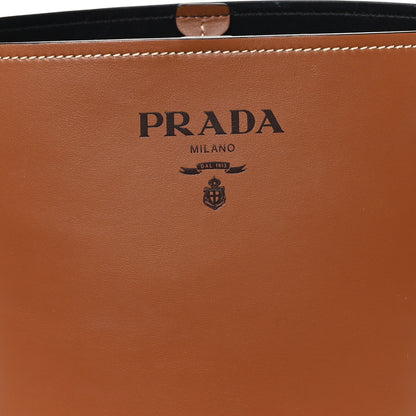 Prada City Calfskin Knotted Rope Bucket Bag Cognac 7 of 12