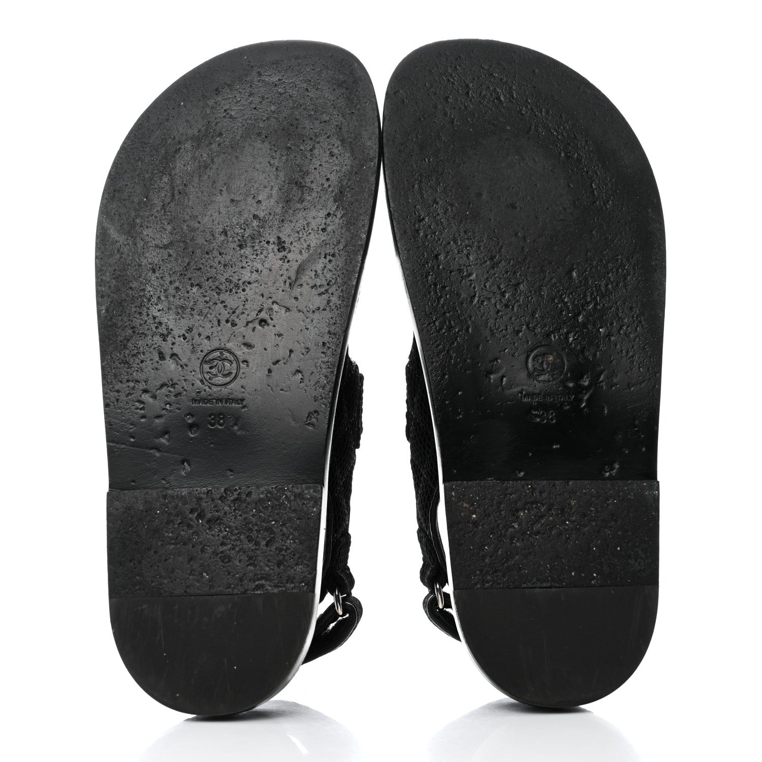 Chanel Fabric Velcro Dad Sandals 38 Black 5 of 9