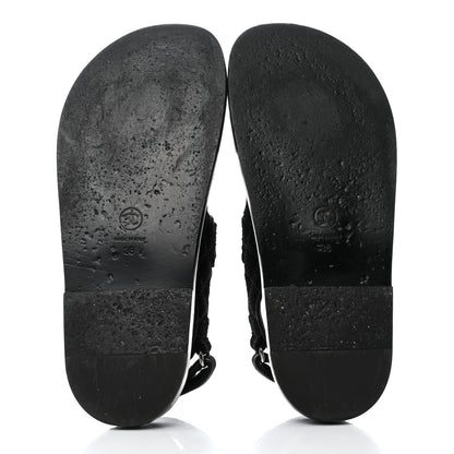 Chanel Fabric Velcro Dad Sandals 38 Black 5 of 9