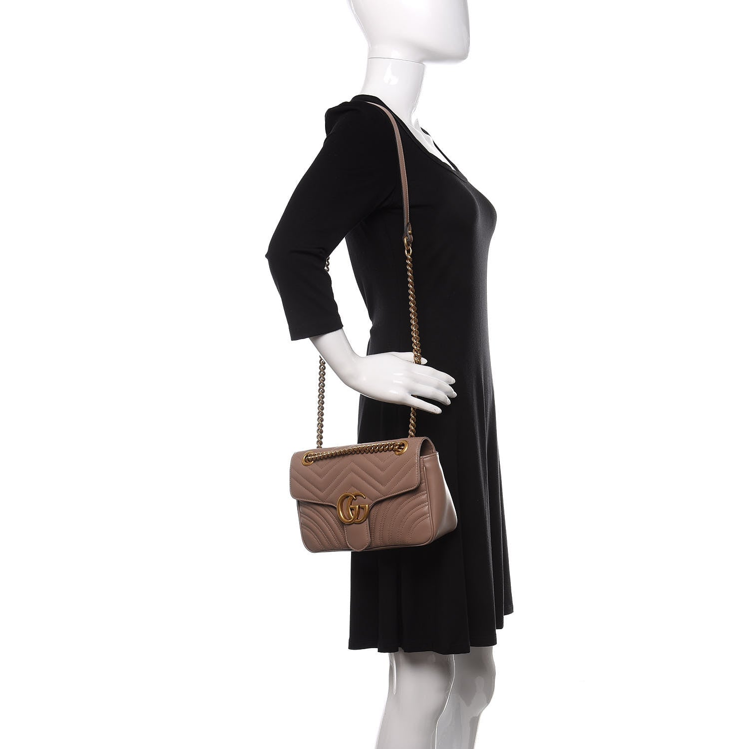 Gucci Calfskin Matelasse Small GG Marmont Shoulder Bag Porcelain Rose 2 of 10