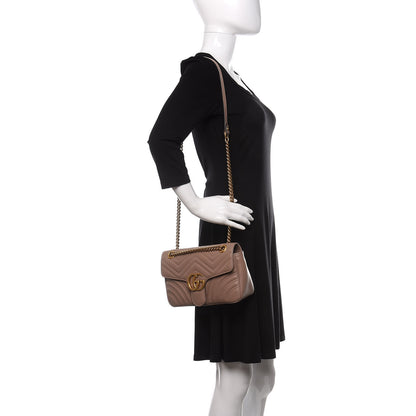 Gucci Calfskin Matelasse Small GG Marmont Shoulder Bag Porcelain Rose 2 of 10