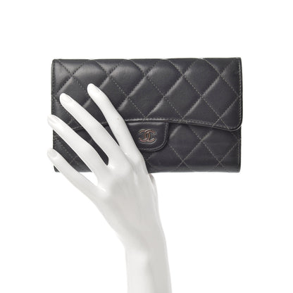 Chanel Lambskin Quilted Large Flap Wallet Grey 2 of 7