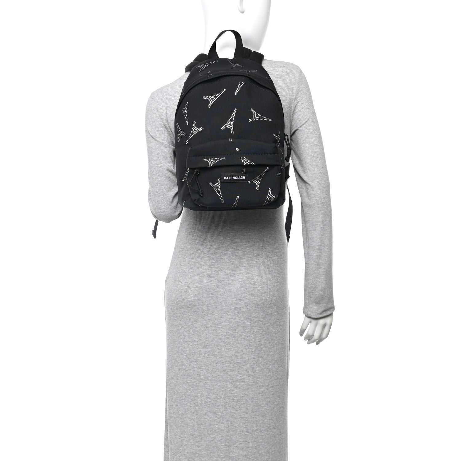 Balenciaga Canvas Crystal Embellished Eiffel Tower Explorer Backpack S Black 2 of 10