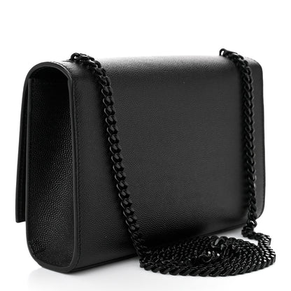 Saint Laurent Grain De Poudre Small Monogram Monochrome Kate Satchel Black 3 of 9