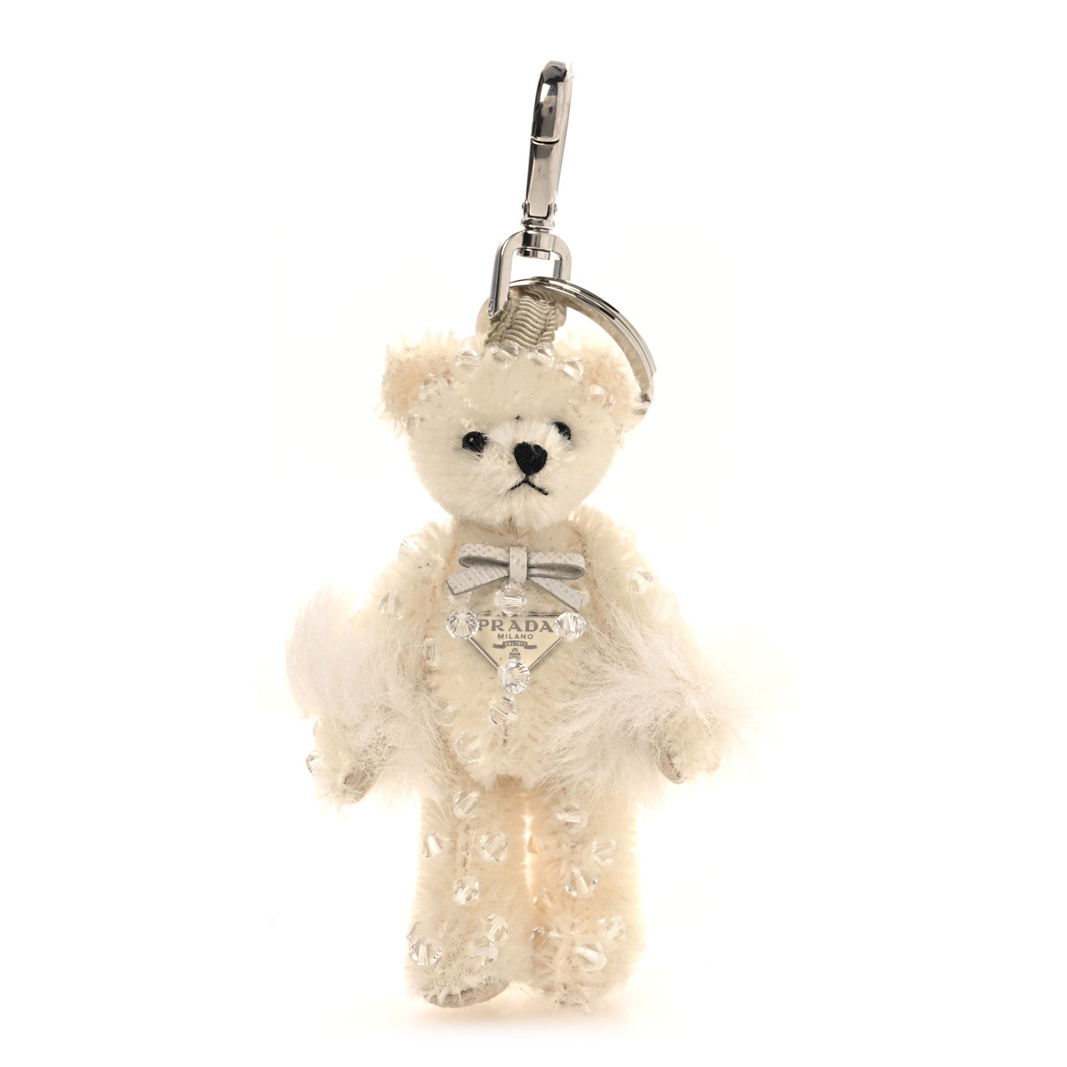 Prada Crystal Teddy Bear Keychain White 1782394 – FASHIONPHILE