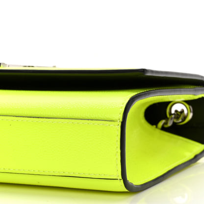 Saint Laurent Patent Grain de Poudre Small Monogram Kate Satchel Neon Yellow 9 of 10
