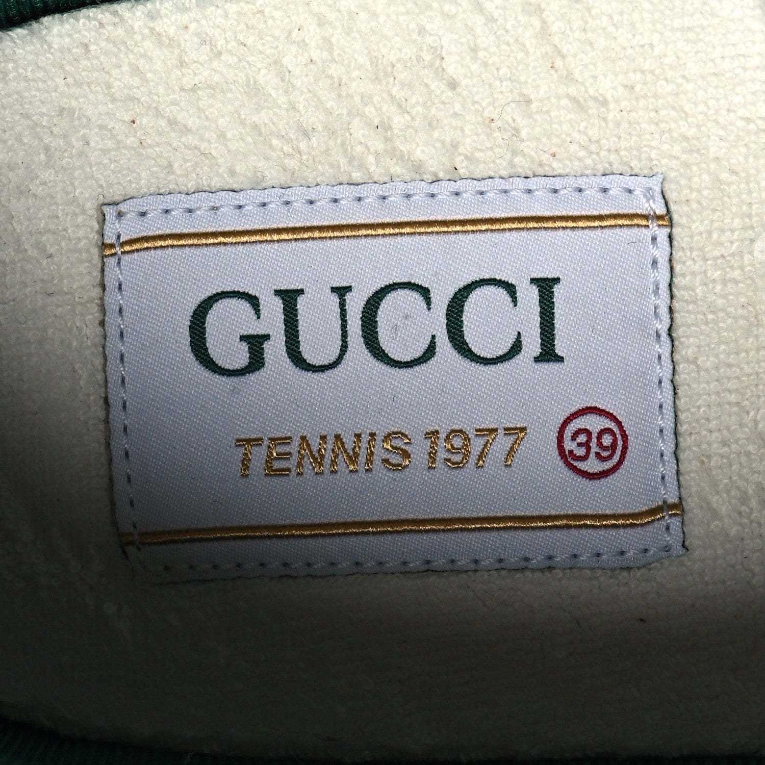 Gucci Canvas Lame Crystal GG Monogram Womens 1977 Tennis Sneakers 39 Gardenia Silver Mystic White 7 of 8
