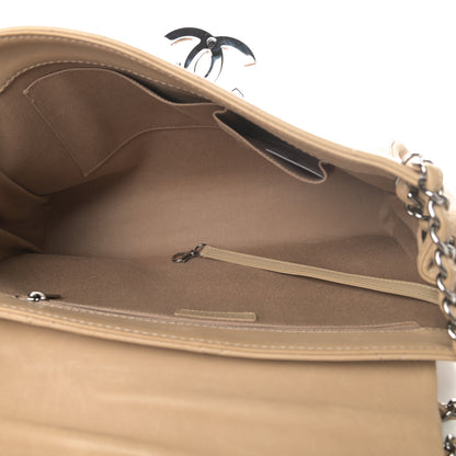 Chanel Washed Calfskin Quilted Large Hamptons Flap Bag Dark Beige 5 of 12
