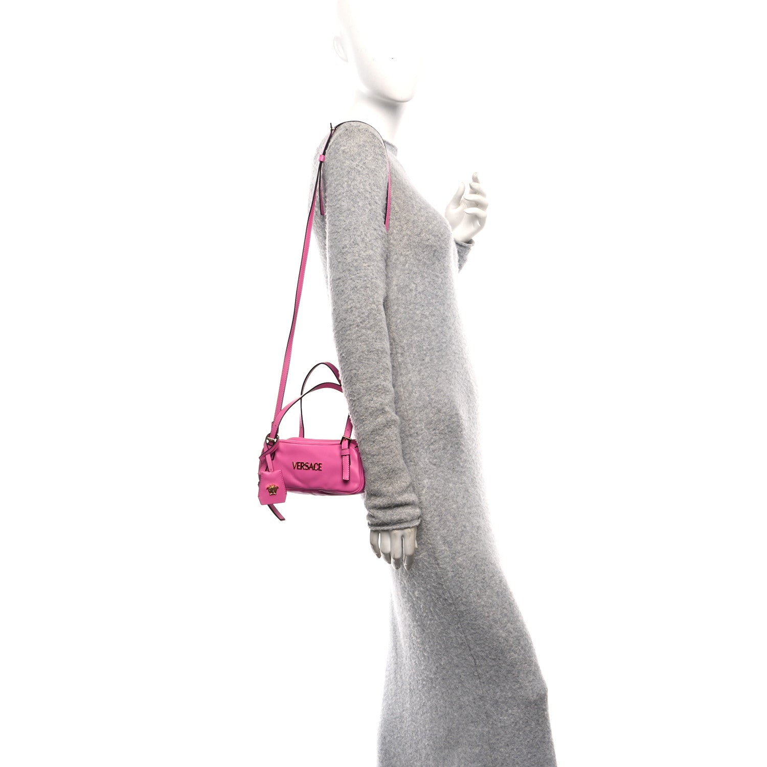 Versace Lambskin Tag Bowling Bag Pink 2 of 9