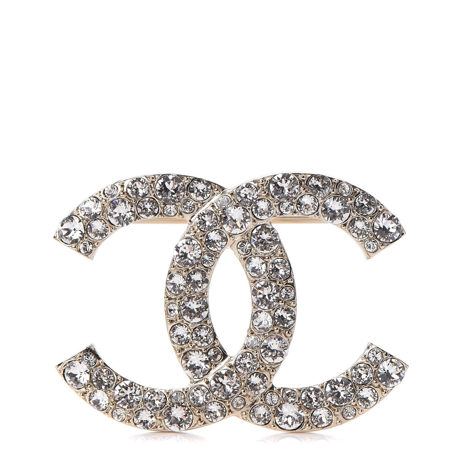 Chanel Crystal CC Brooch Light Gold 1 of 5