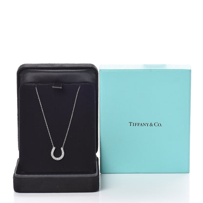 Tiffany Platinum Diamond Horseshoe Pendant Necklace 7 of 7