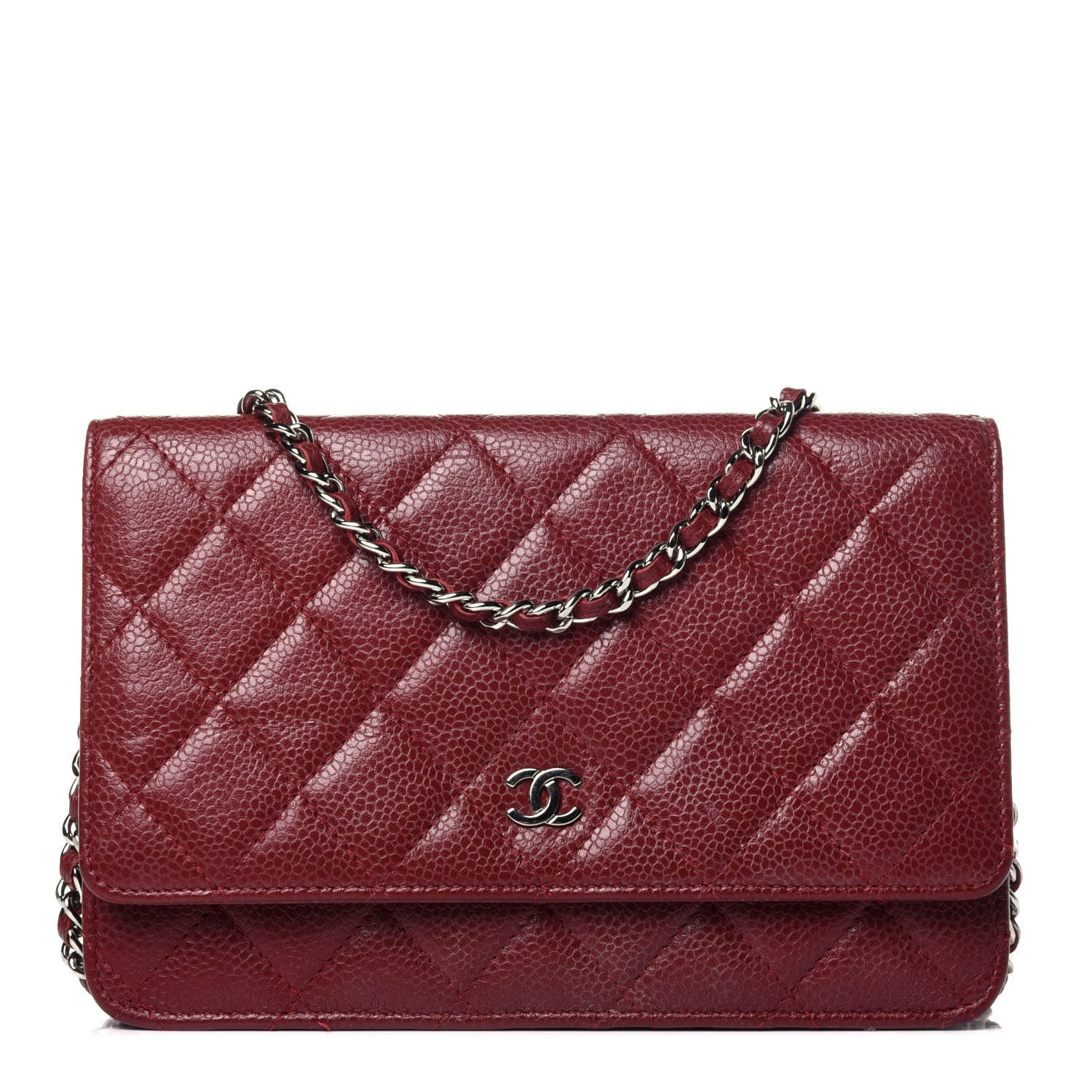 Chanel Caviar Quilted Wallet On Chain WOC Dark Red 1 of 13