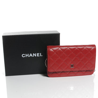 Chanel Caviar Classic Wallet on Chain WOC Red 5 of 8