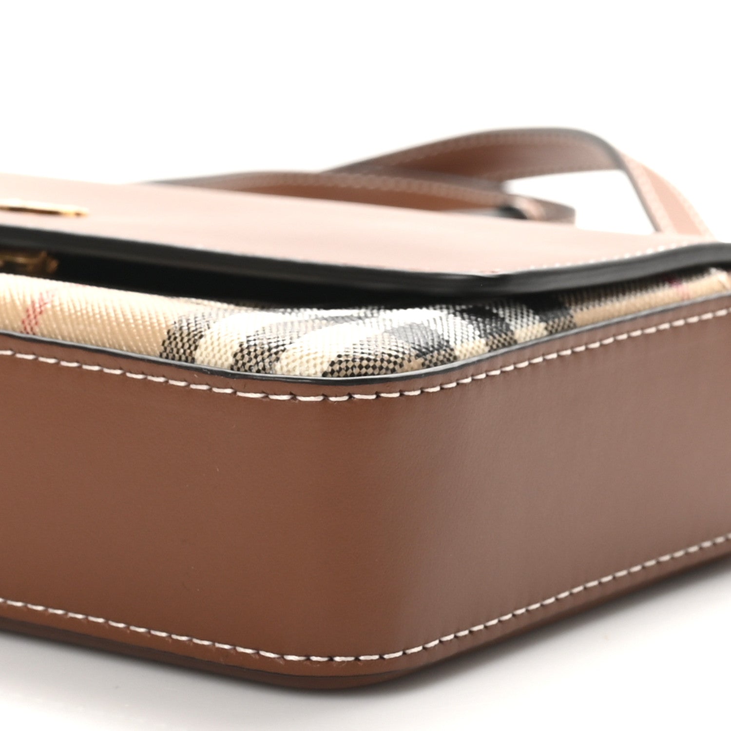Burberry Calfskin Vintage Check Penny Bag Archive Beige Tan 9 of 10