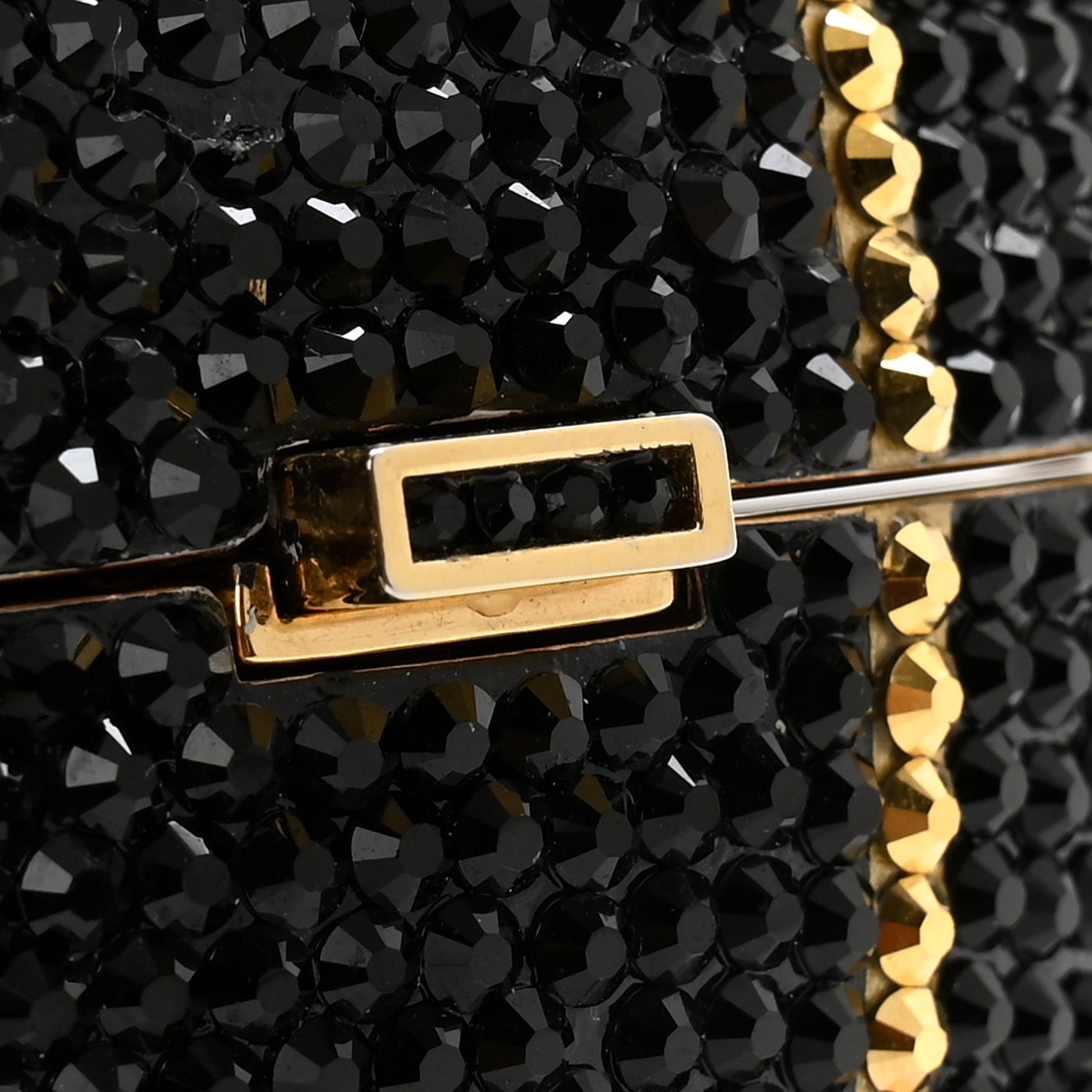 Crystal Basketball Minaudiere Clutch Black Gold