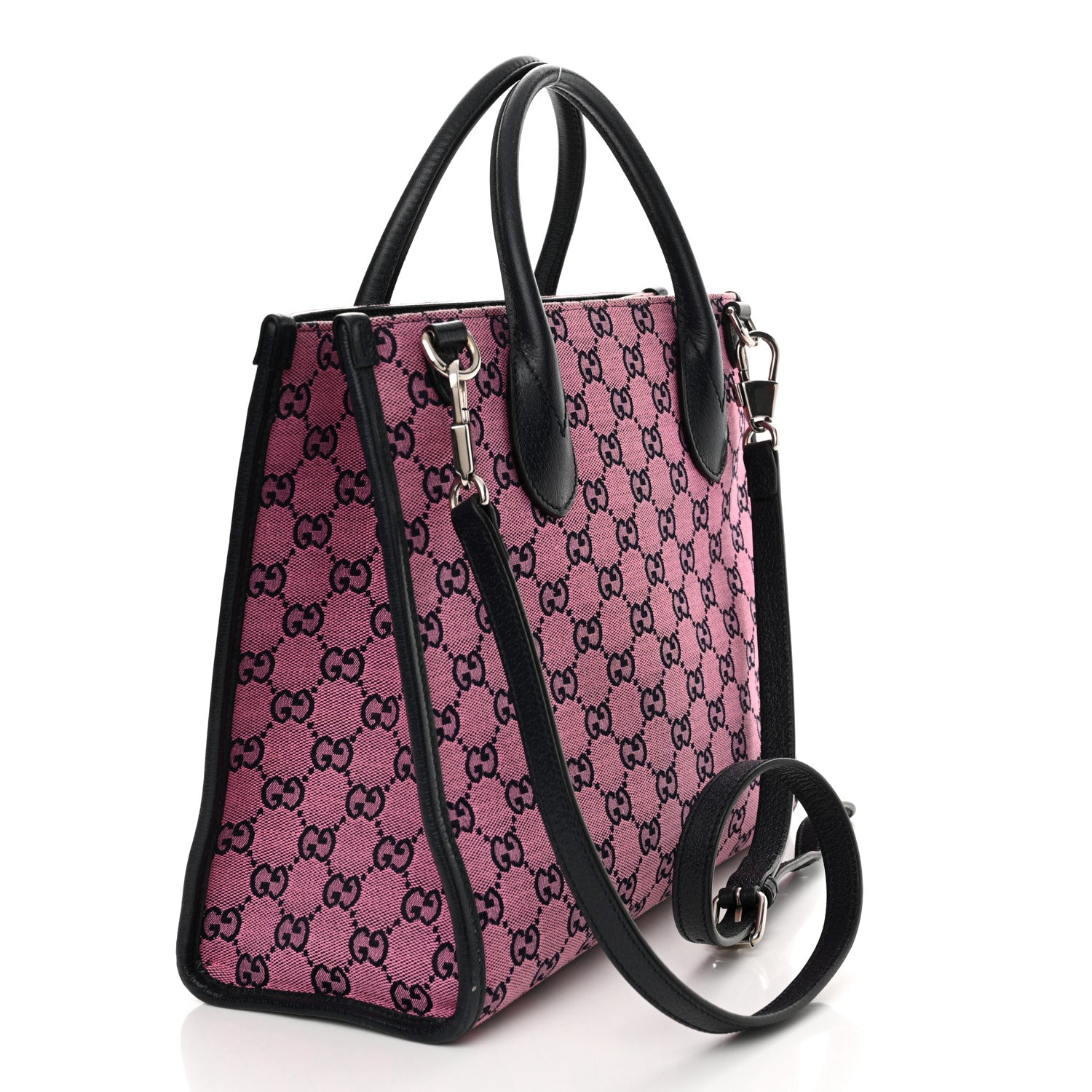 Gucci Monogram Multicolor Textured Dollar Calfskin Small Retro Interlocking G Tote Bag Pink Blue 3 of 14