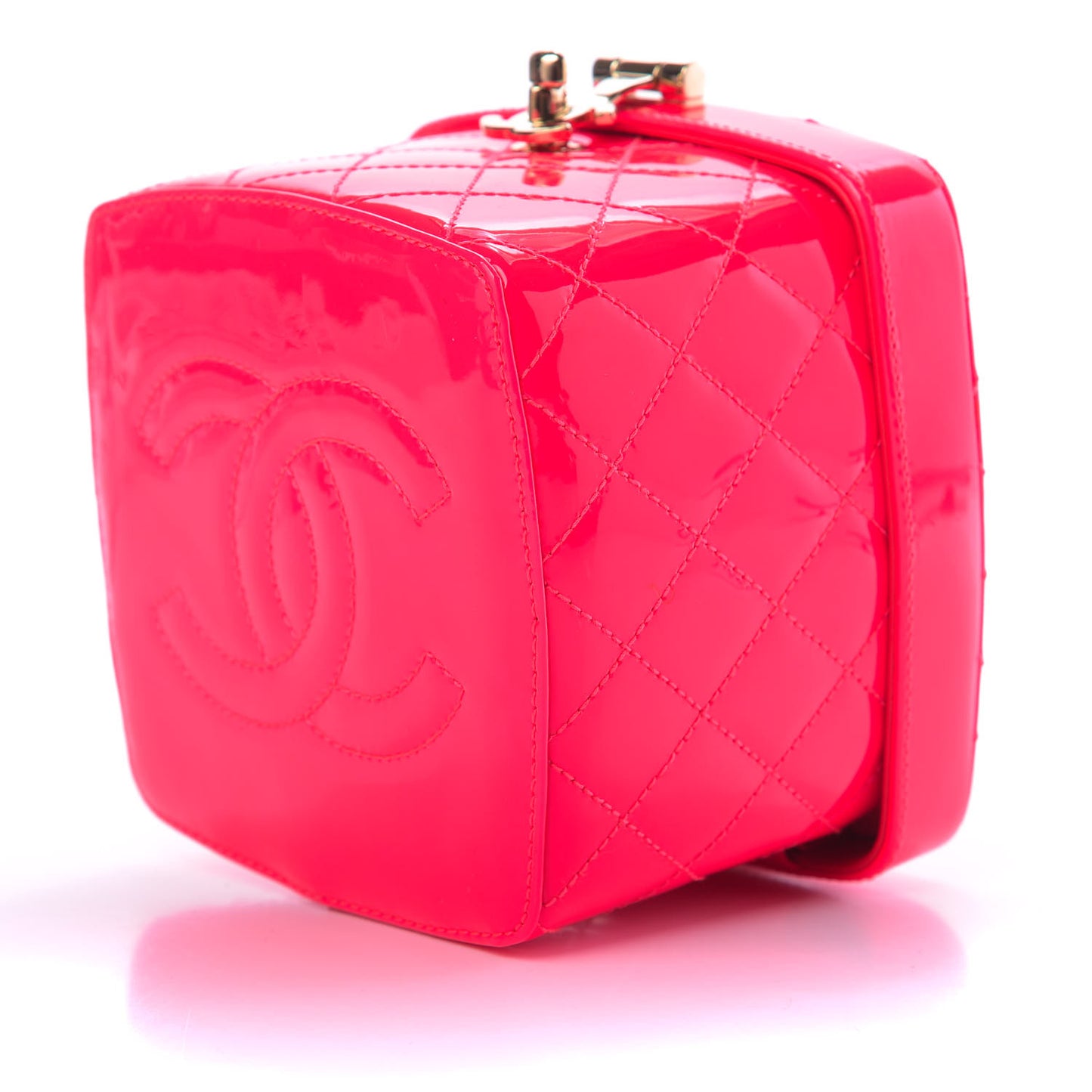 Patent Calfskin Minaudiere Vanity Case Pink