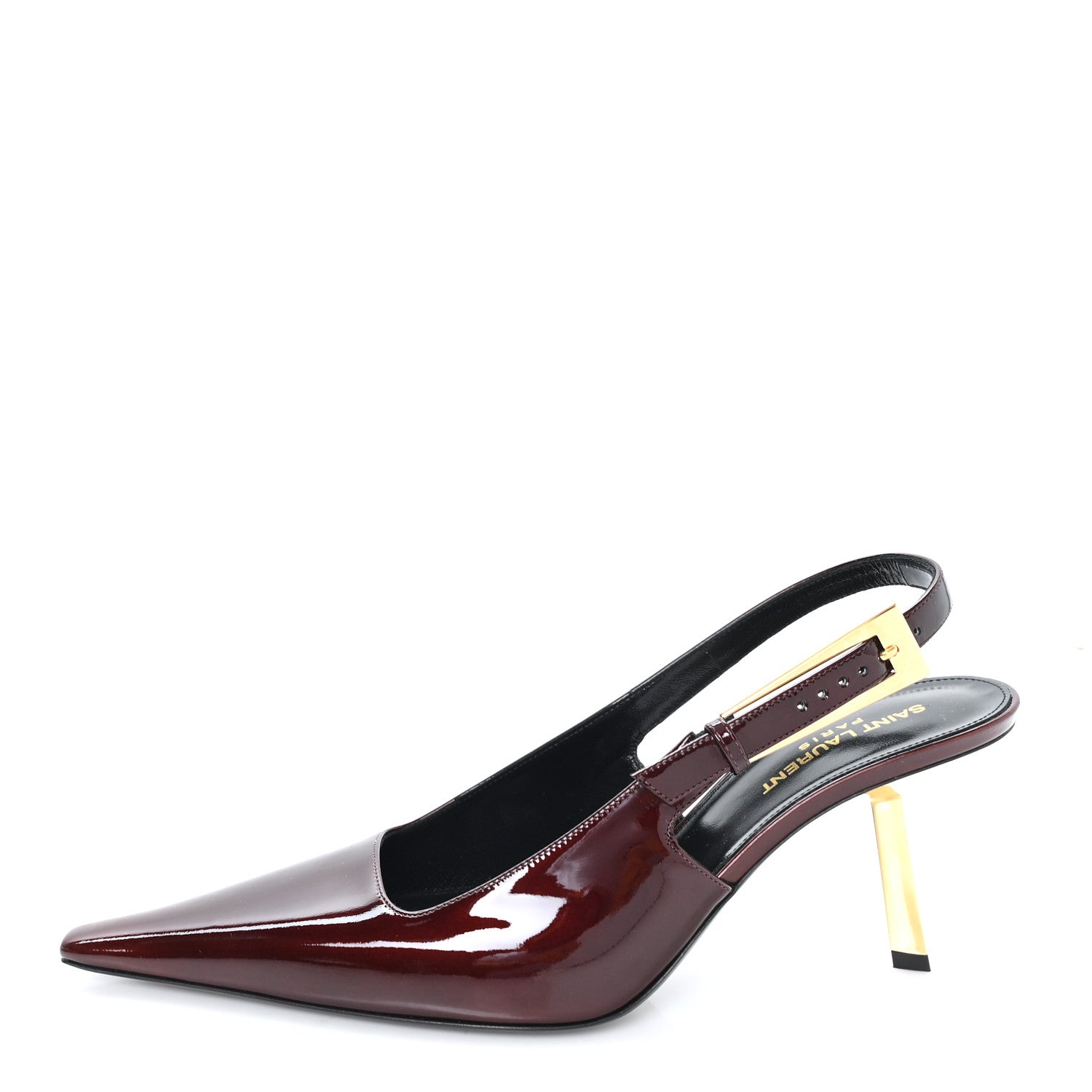 Saint Laurent Vernice Gloss Lee 110 Slingback Pumps 39 Marron Glacé 3 of 11