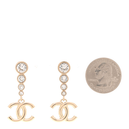 Chanel Crystal CC Drop Earrings Gold 2 of 5