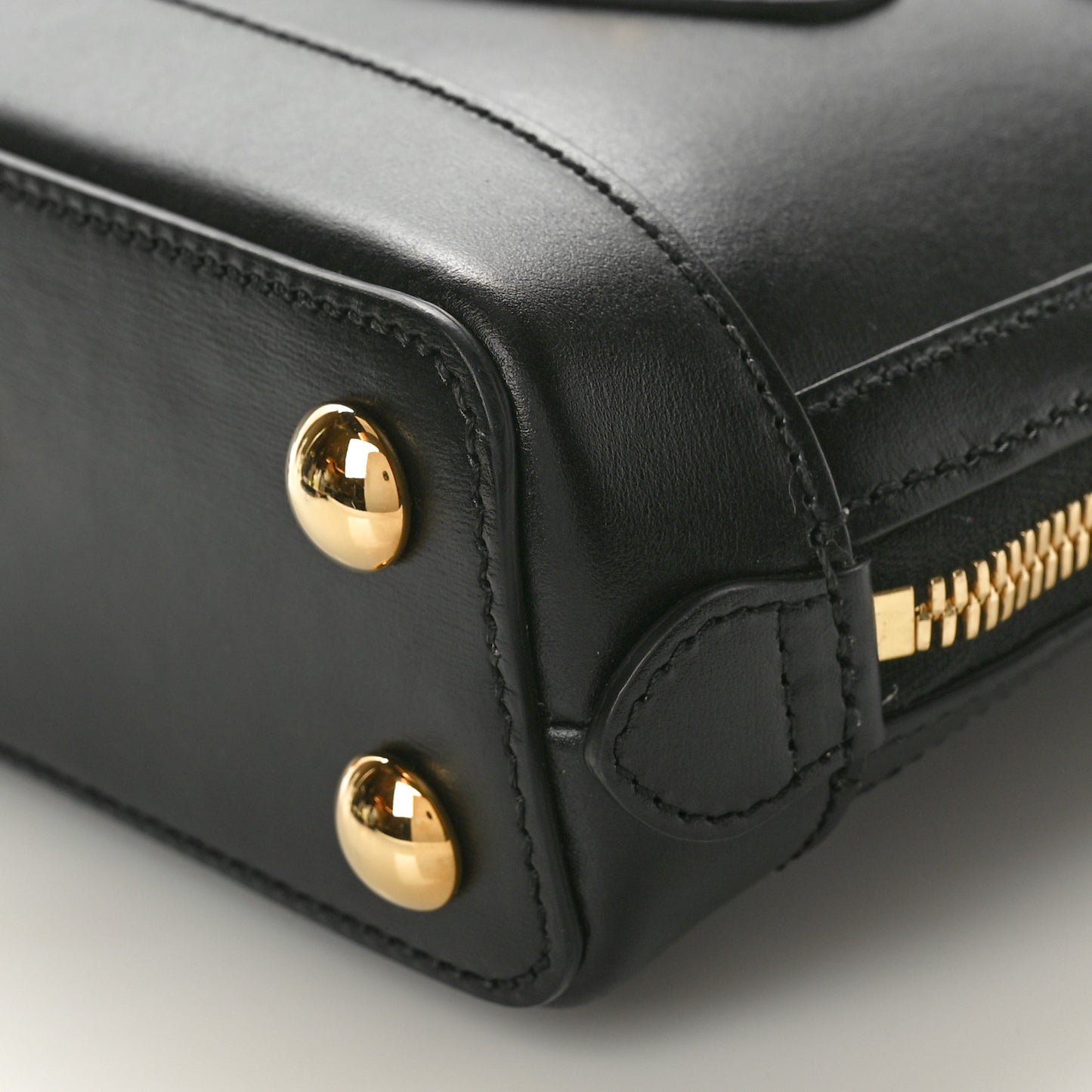 Boarded Plutone Calfskin Mini Horsebit 1955 Top Handle Bag Black