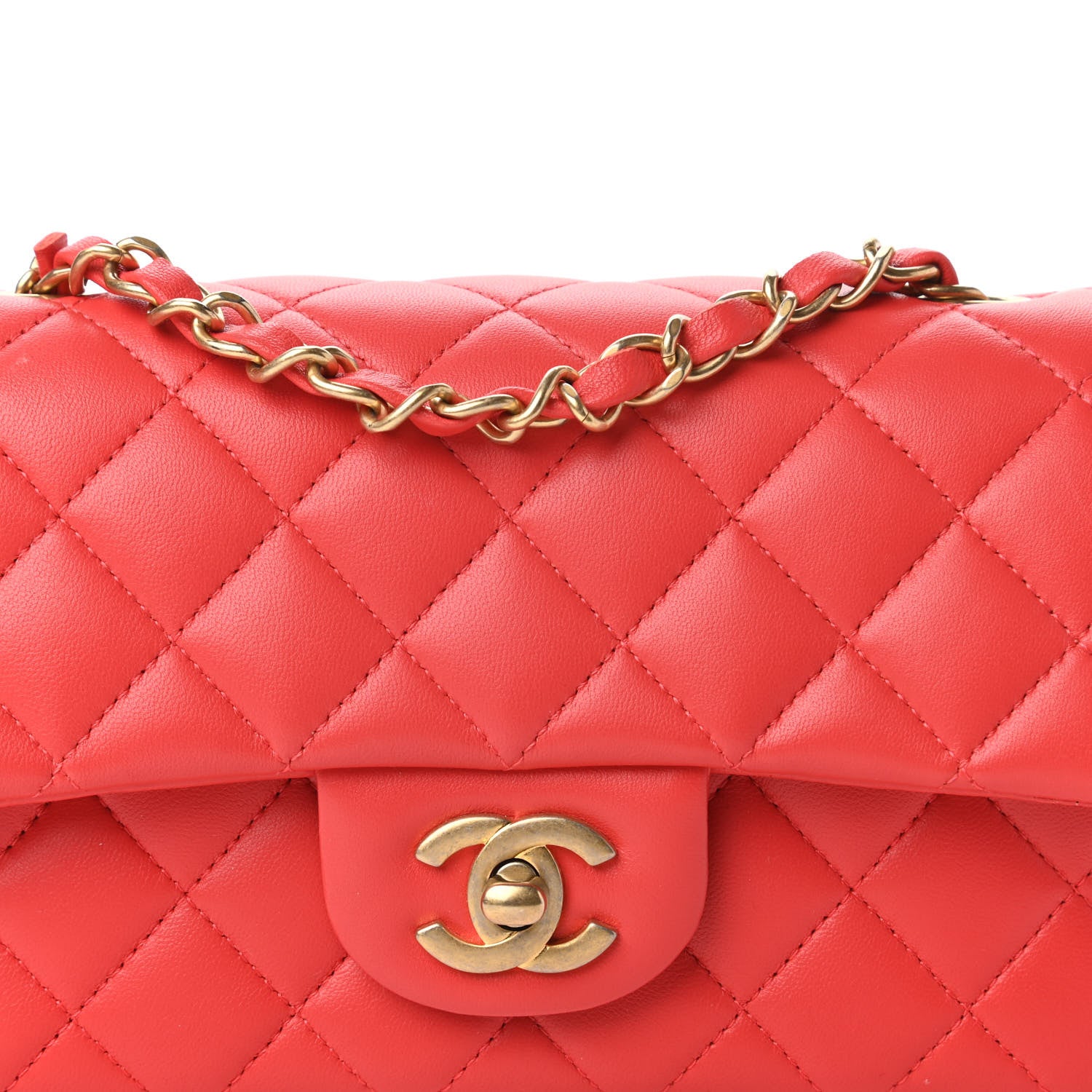 Chanel Lambskin Quilted Mini Rectangular Flap Red 10 of 11