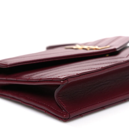 Saint Laurent Calfskin Matelasse Chevron Monogram Envelope Chain Wallet Rouge Merlot 9 of 11