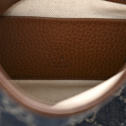 Gucci New Denim GG Monogram Calfskin Mini Jackie 1961 Hobo Blue Tea Cuir 6 of 11