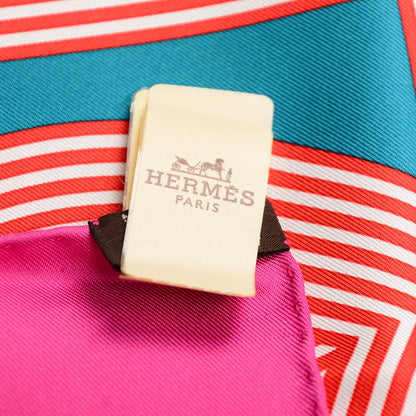 Hermes Silk Circuit 24 Faubourg Scarf 90 Fuchsia Canard Brique 6 of 7