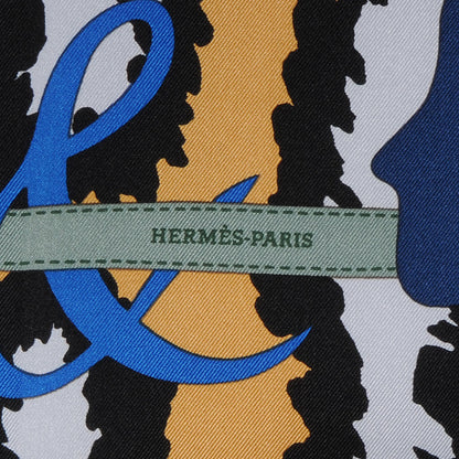 Hermes Silk Monsieur et Madame II Scarf 90 Marine Clair Came 3 of 4