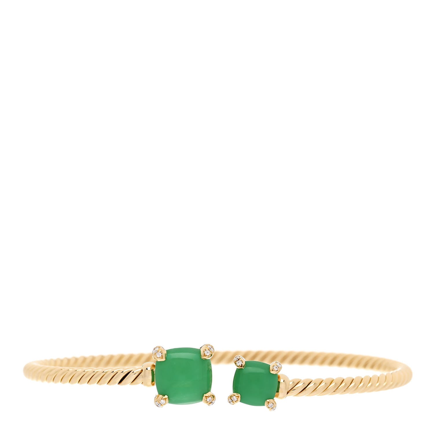 David Yurman 18K Yellow Gold Diamond Chrysoprase Chatelaine Bypass Bracelet 1 of 3