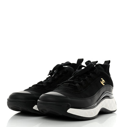Chanel Velvet Calfskin Mixed Fibers CC Sneakers 40.5 Black 3 of 8