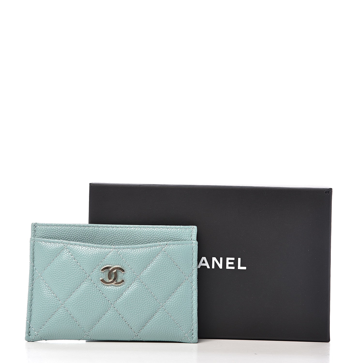 Chanel Caviar Quilted Card Holder Light Blue 9 of 9