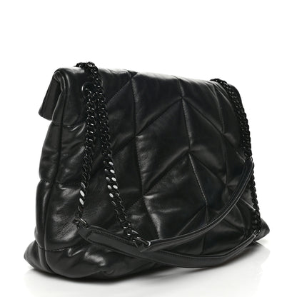 Saint Laurent Lambskin Quilted Medium Loulou Puffer Monogram Chain Satchel Black 3 of 7